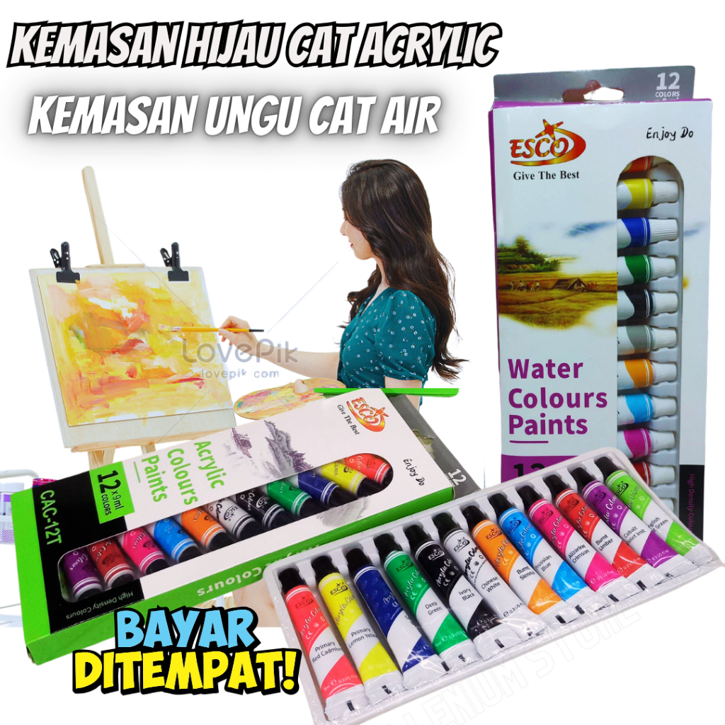 

Cat Acrylic/ Acrylic Colour Set 12 Warna / Arylic Colour Tube / Cat Acrylic / Acrylic Colour / Cat Lukis /Cat Akrilik Kanvas Lukis Canvas Paint Acrylic Color / Duta Gemilang