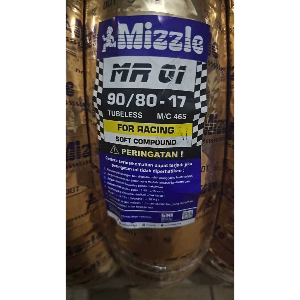 Ban mizzle tubeless 90/80-17 mr01 mr-01 mr 01 Soft Compound Racing (1 ban)