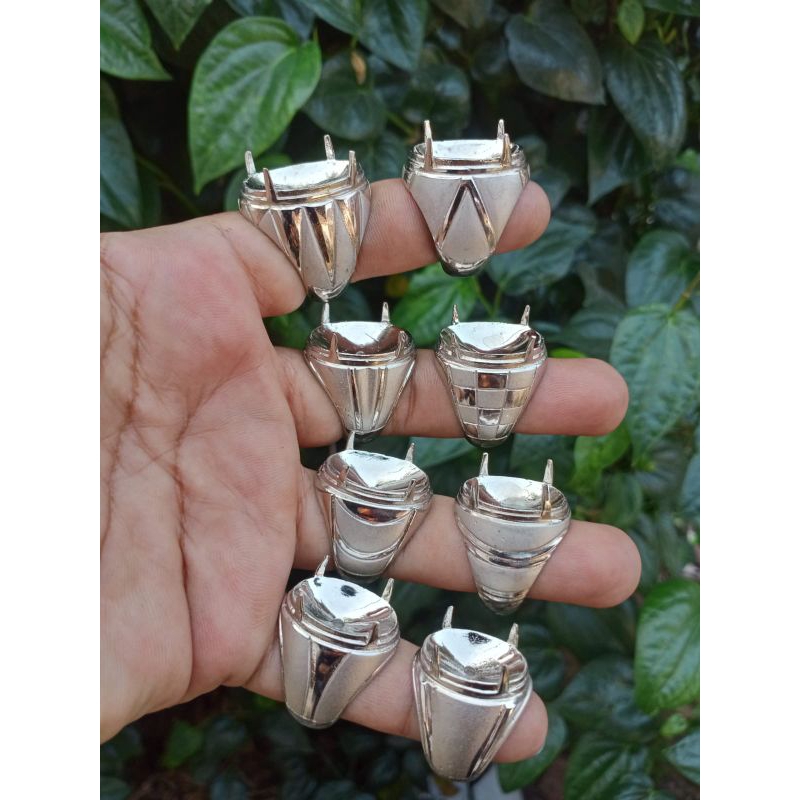 ( Harga 20pcs ) Ring / Emban / Cincin Alpaka Gigi Sanblast / Doff Mangkok Kilap Best Quality