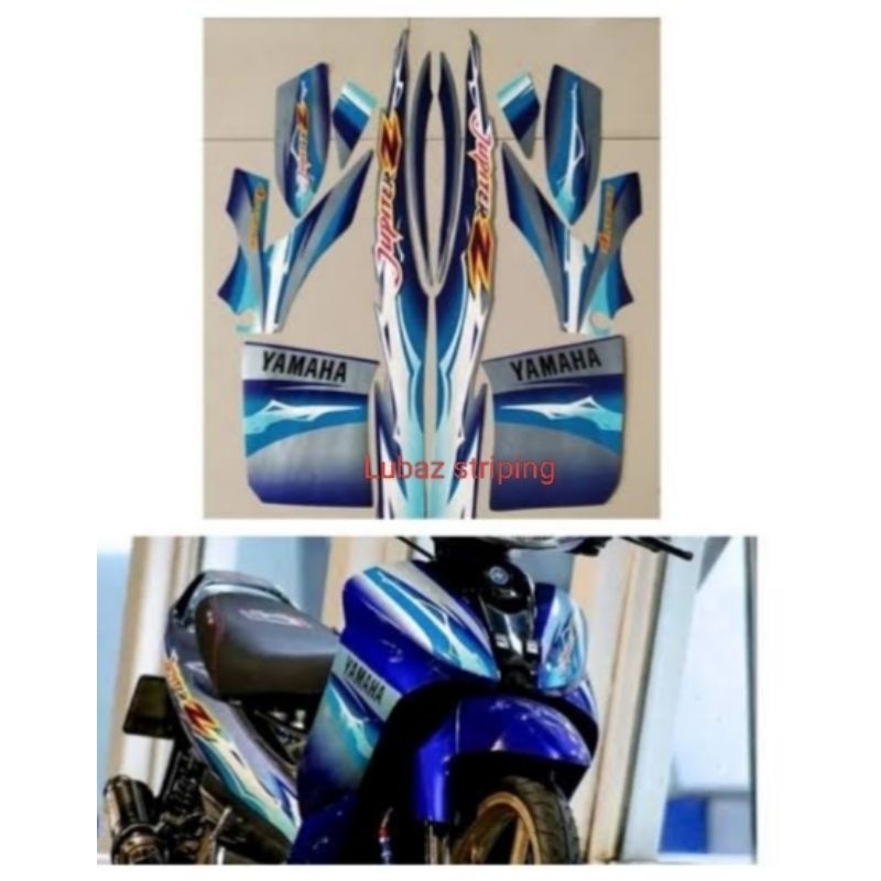 Striping Sticker Lis les standar motor yamaha Jupiter z tahun 2004 biru
