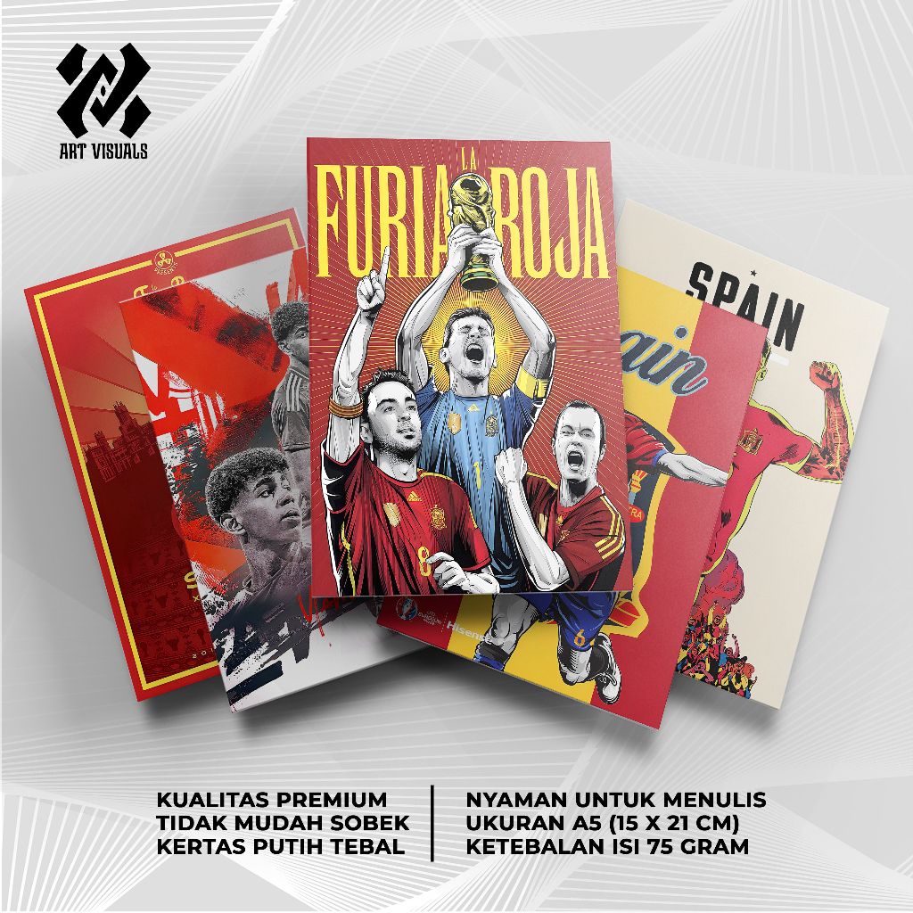 

Buku Tulis Custom Tema Sepakbola Timnas Spanyol Terlengkap Termurah Model Bebas Pilih Foto / Buku Tulis Sekolah / Buku Catatan