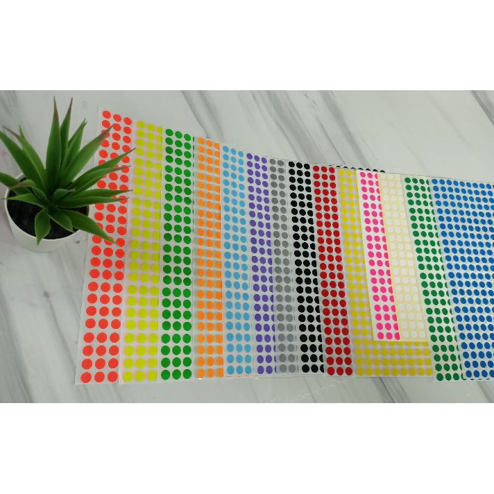 

BONANZA Label Stiker Warna Bulat Kecil 8 mm Stiker Dot warna bungkus 1 warna