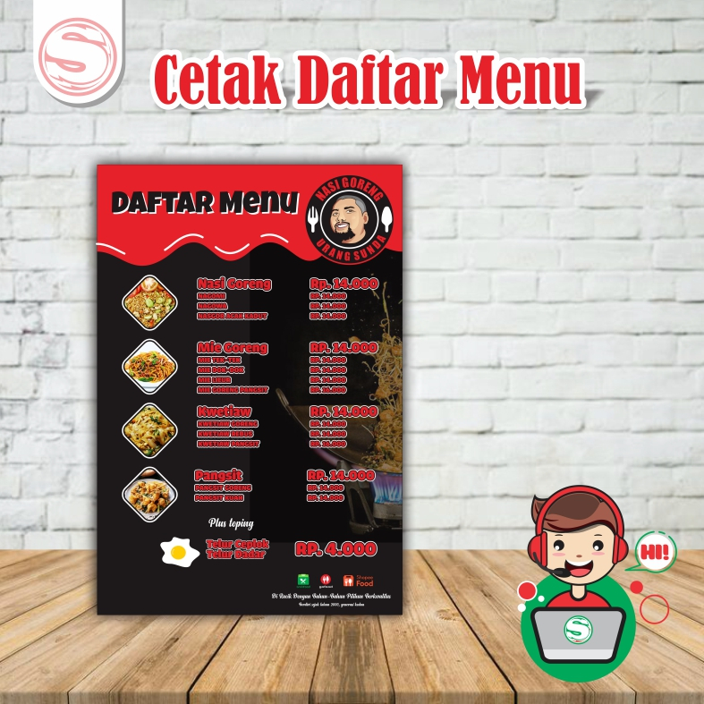 

Cetak Daftar Menu Makanan,Daftar Menu Minuman, Daftar Menu Cafe, Daftar Menu Custom,A3,A4