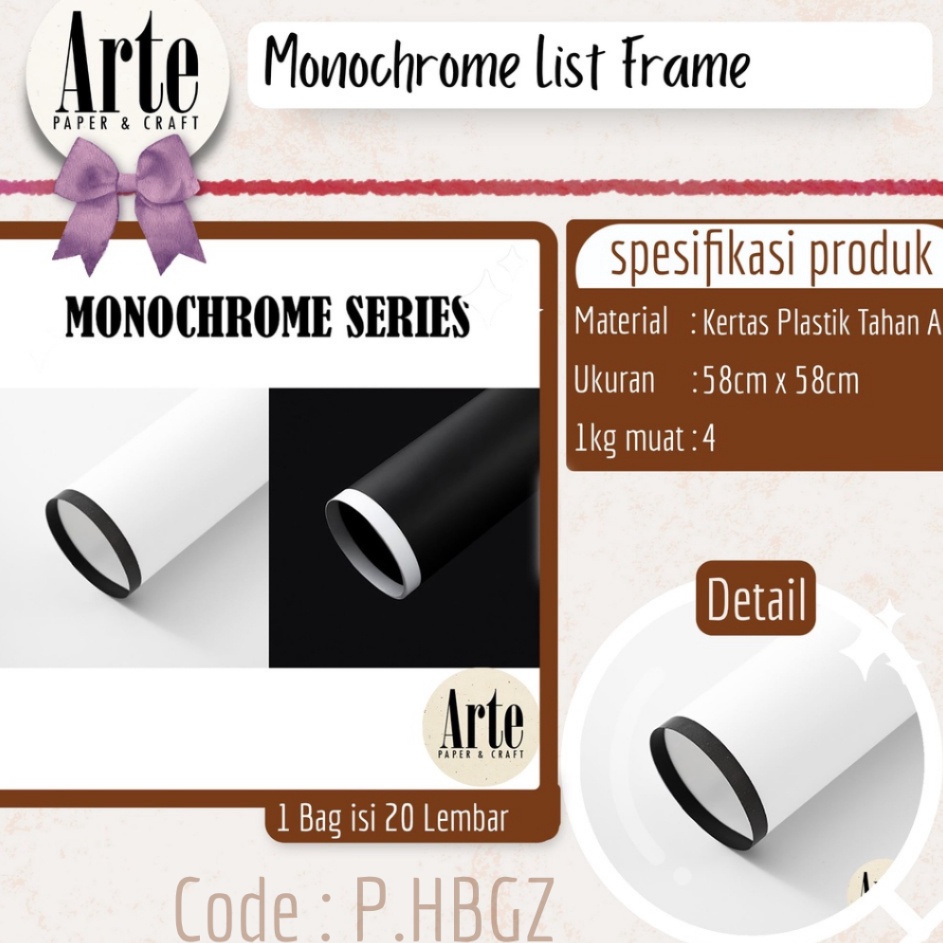 

2 Lembar Cellophane Monochrome List Frame Bingkai Kes Buket Korea Bunga Flower Wrapping Paper Kado Arte Grosir Jaka PHBGZ