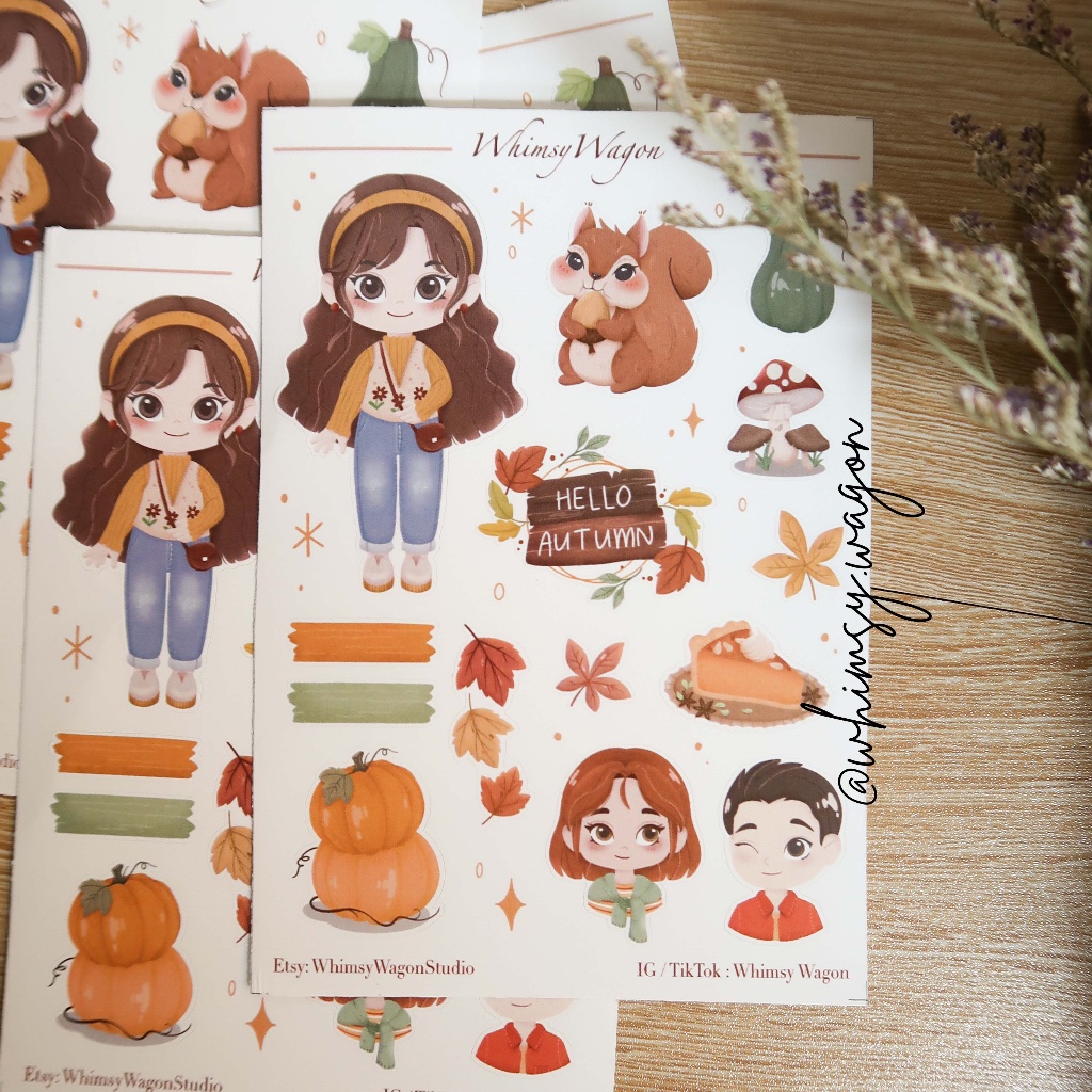 

Stiker Lucu Jurnal Autumn Girl Waterproof Kiss Cut Stiker