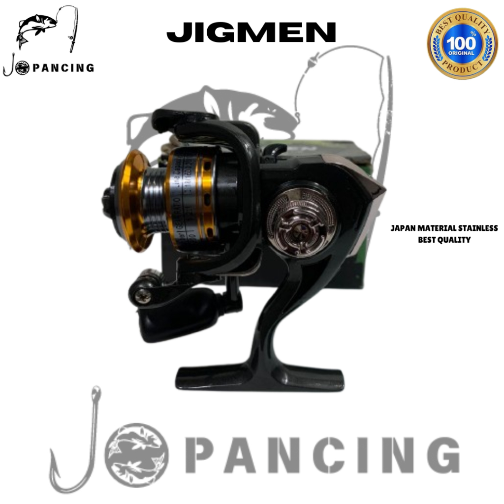 Reel Pancing Mini Jigmen Tiny-R Ukuran 500 Ultra Light Tersedia Berbagai Warna Merah Biru Hijau Emas