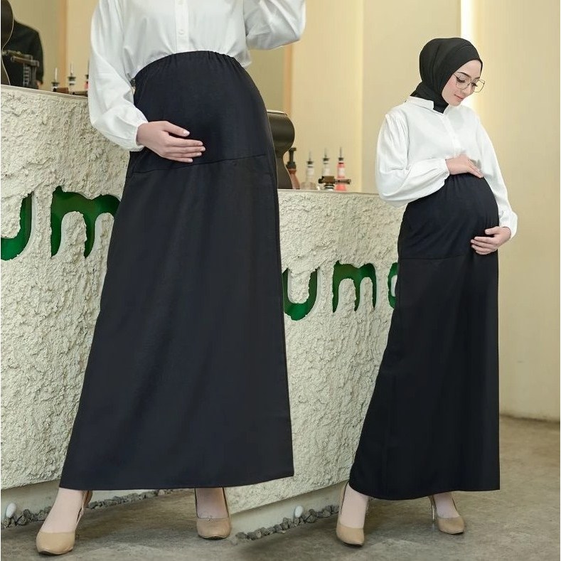 ROK HAMIL PANJANG WANITA ROK JUMBO MAXI KERJA KANTOR FORMAL KASUAL ibu hamil cewek hamil BUMIL big s