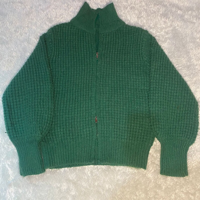 Jaket double zipper ijo