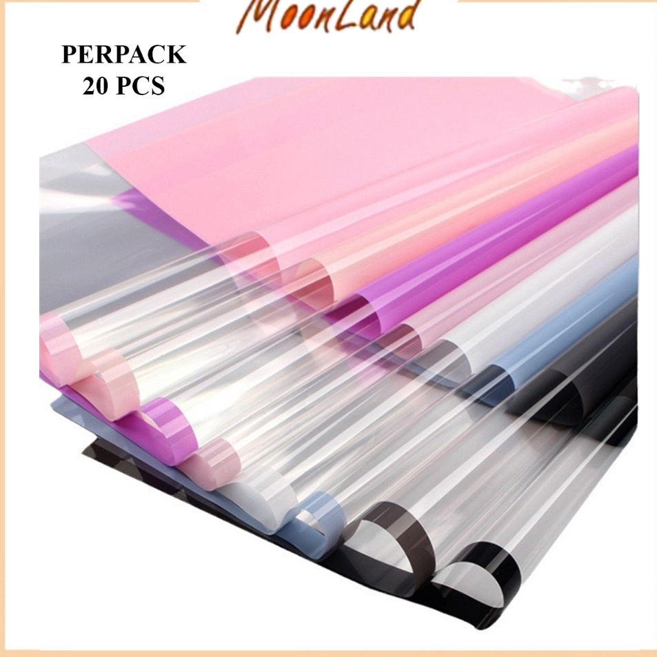 

2 Lembar Kes Buket Cellophane Flower Wrapping Paper Color Frame Transparan List Waterproof PERPACK KB654