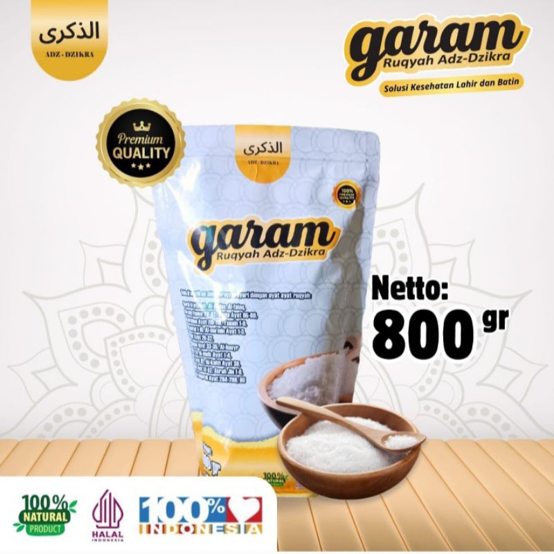 

garam ruqyah ADZ-DZIKRA 800 gram | Membuang Aura Negatif,mempelamcar rezeki juga dapat dipakai untuk memasak