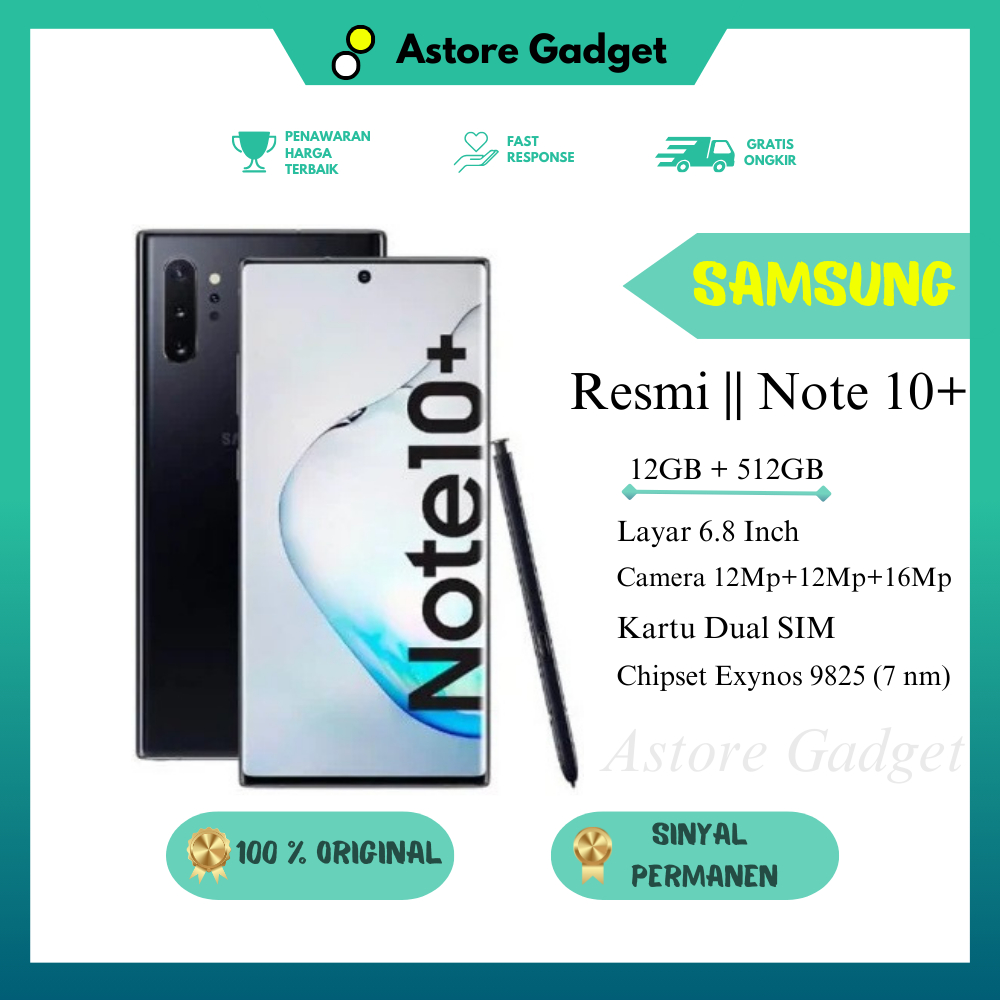 SAMSUNG NOTE 10 PLUS DUAL SIM 512GB - RAM 12GB - Second - Bekas - Fullset