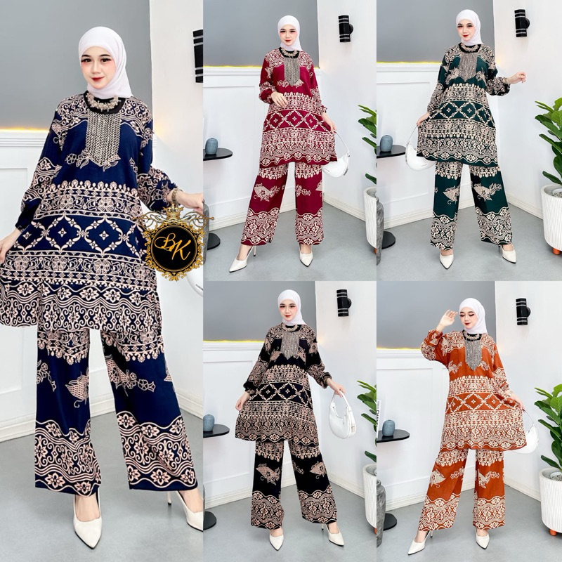 Terbaru One Set Tunik Renda Jumbo Ld 120 | Setelan Tunik Renda Jumbo | Setelan Wanita Lengan Panjang