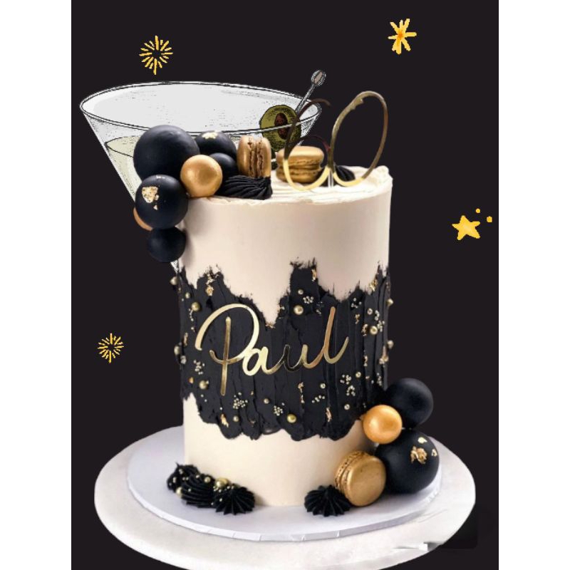 

black white gold cake/cake mewah/cake elegan