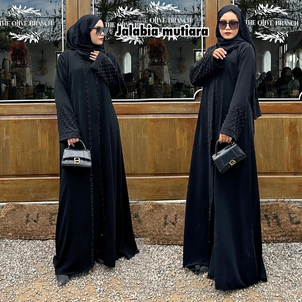 Abaya Hitam Turkey Gamis Maxi Dress Arab Saudi Turki Dubai Jalabia Mutiara