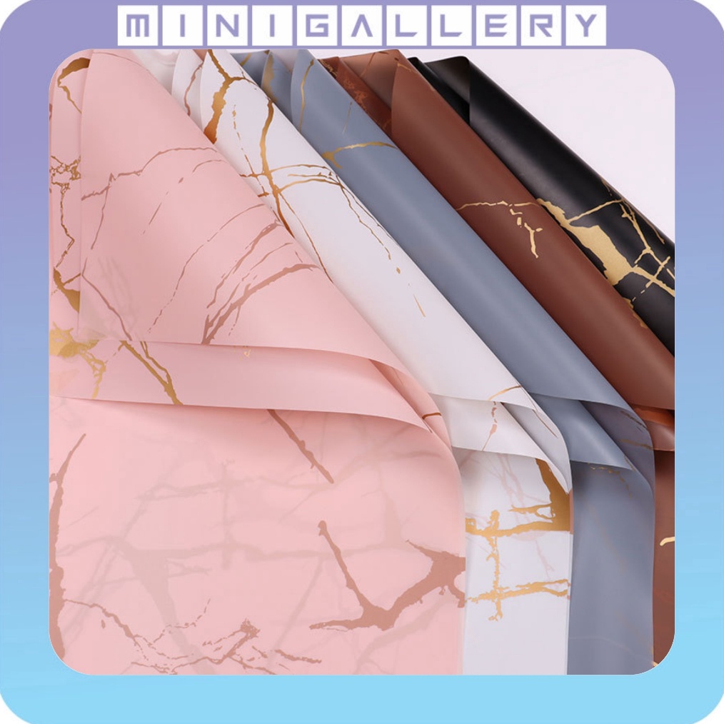 

2 LEMBAR Kertas Buket Gold Marble Marmer Cellophane Flower Wrapping Paper Florist KB2