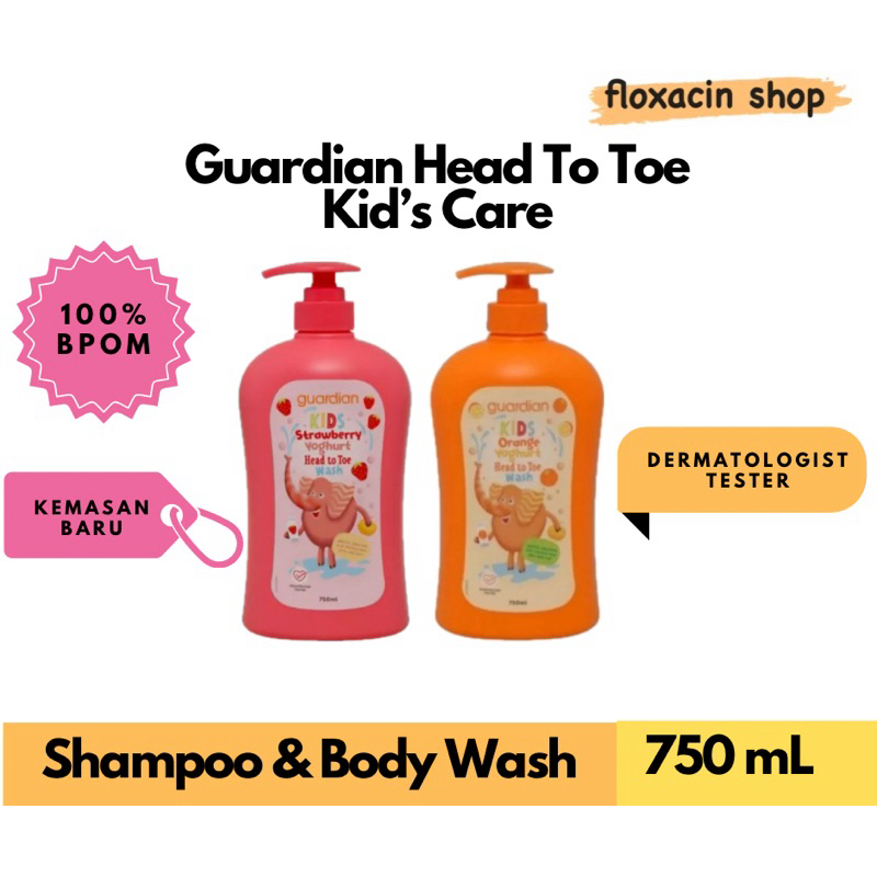 Guardian Kids Care Head to Toe Wash 750ml - Yogurt Orange Strawberry / Sabun Shampoo Mandi Anak Guar