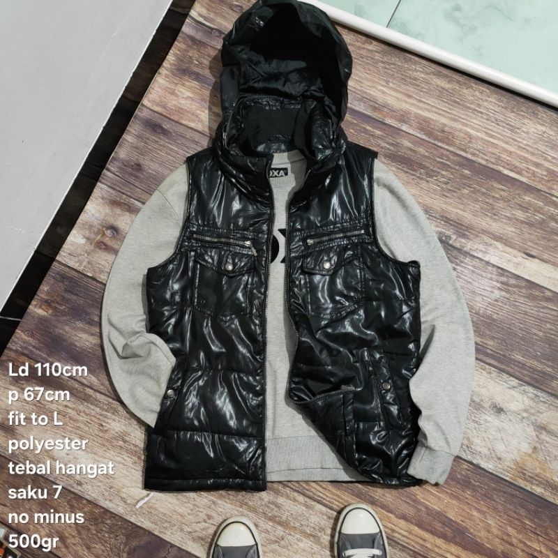 VS6 vest rompi hoodie outdoor bulang bulu angsa tebal Nota bene size L parasut polyester multi pocke