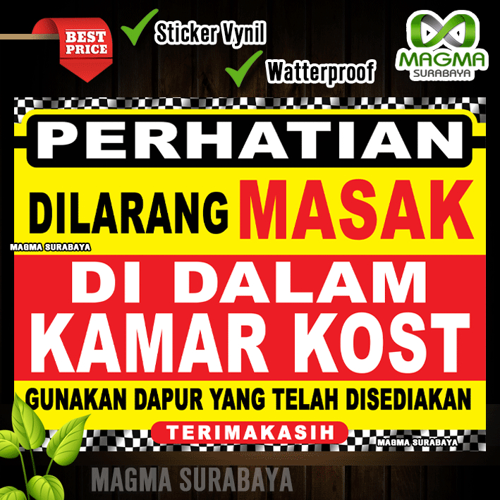 

Stiker Dilarang masak didalam kamar kost