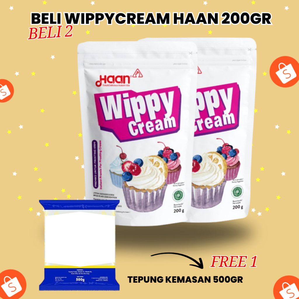 

Bonus Tepung 500gr Setiap Pembelian 2 bh wippycream haan pouch 200gr