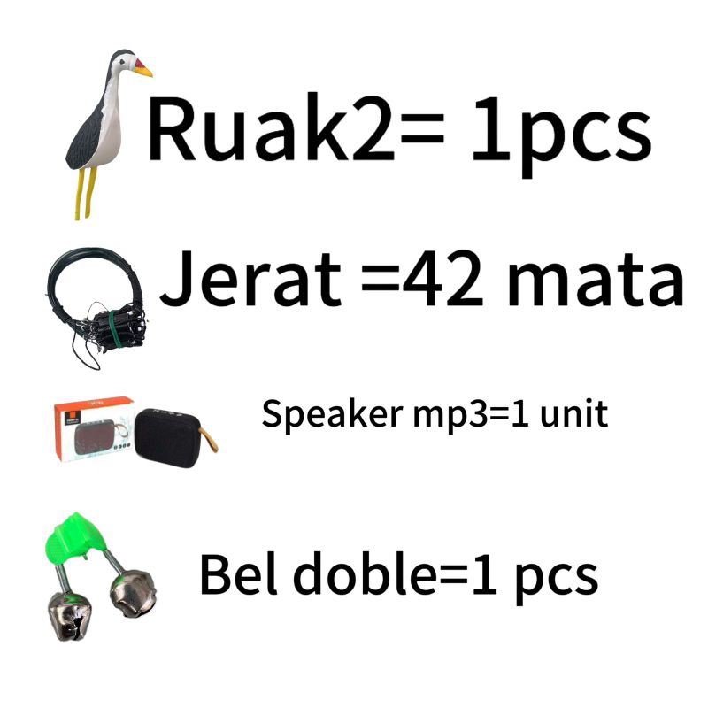FULSET ALAT JERAT BURUNG RUAK RUAK+mp3 +boneka