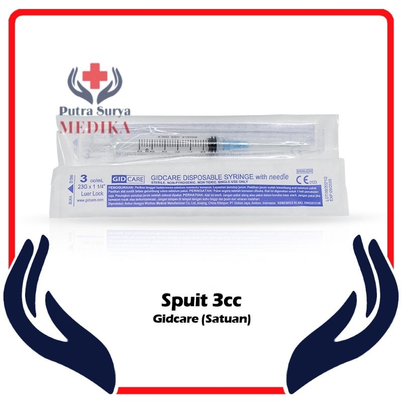 Alat Suntik + Jarum Spuit Gidcare 1cc 3cc 5cc 10cc 20cc Syringe With Needle Ecer