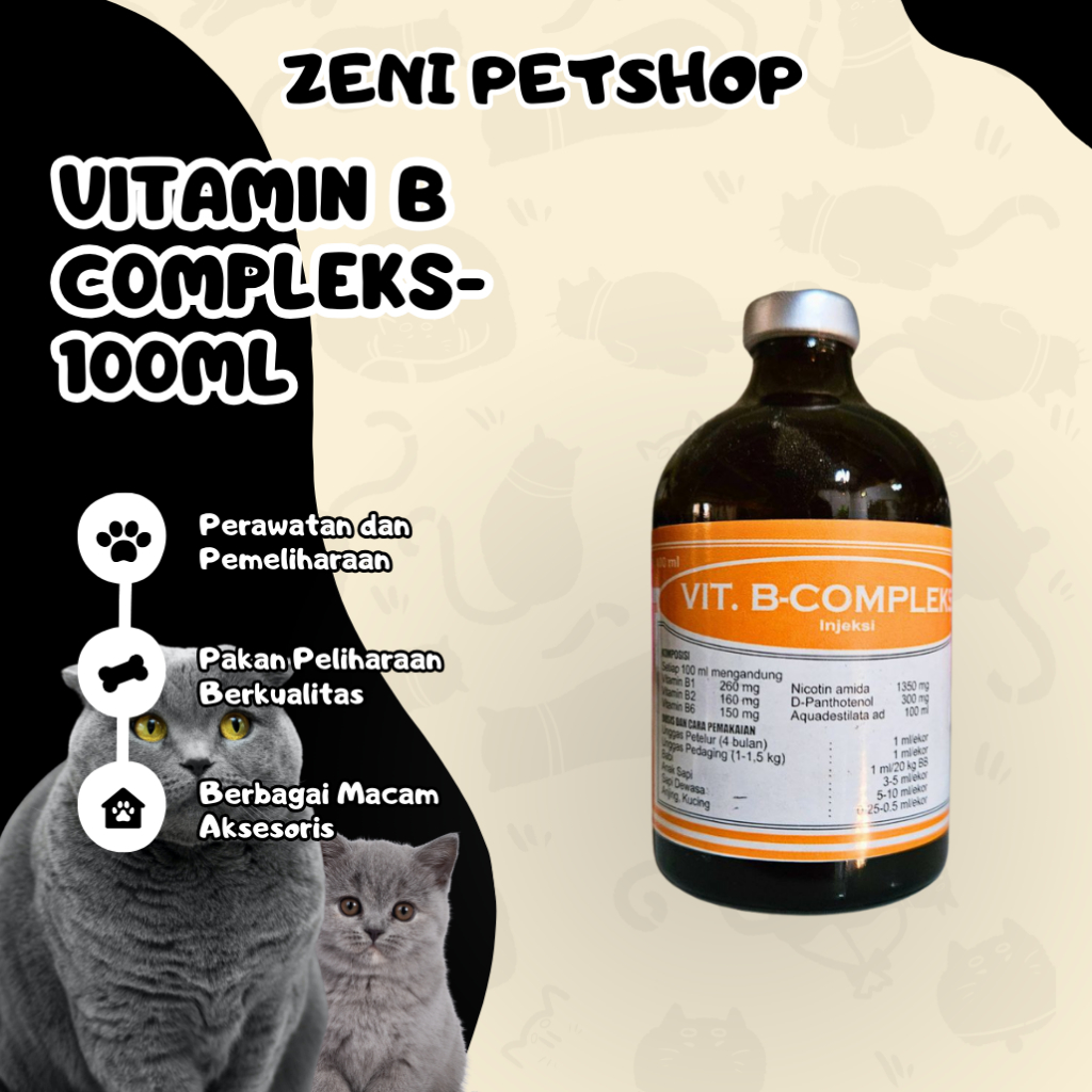 B compleks 100 ml - B kompleks Hewan 100 ml - Vitamin Hewan B kompleks