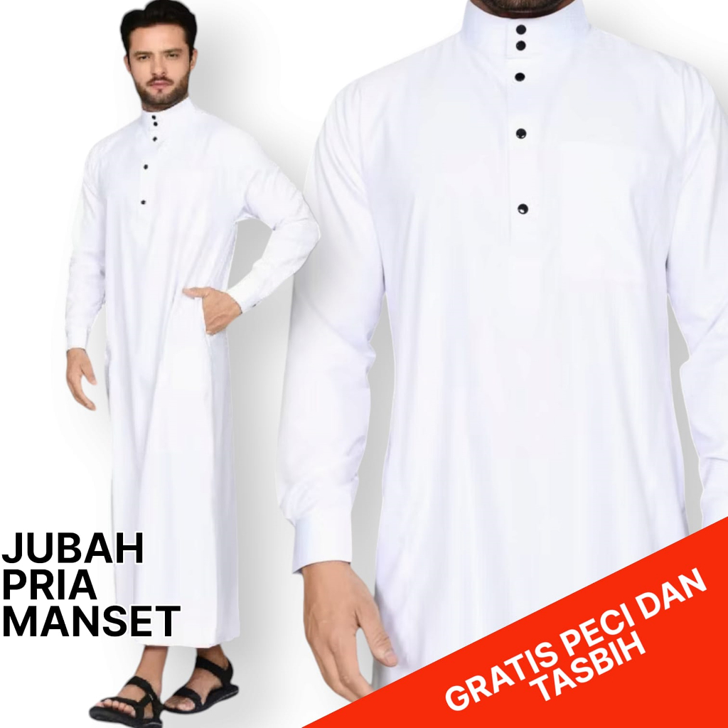 Baju koko jubah gamis pria dewasa motif polos - jubah pria madinah - gamis laki laki - koko dewasa