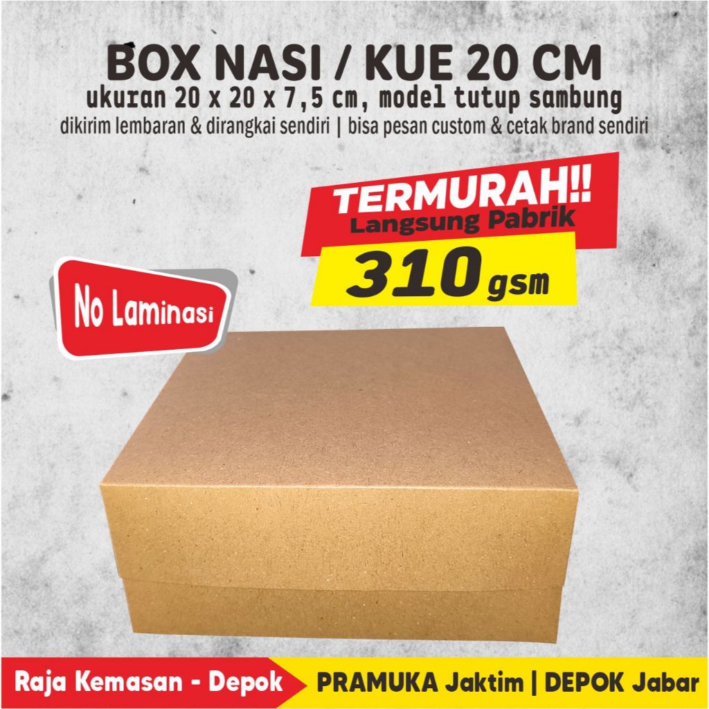 Box Nasi 20x20 cm Kraft Polos