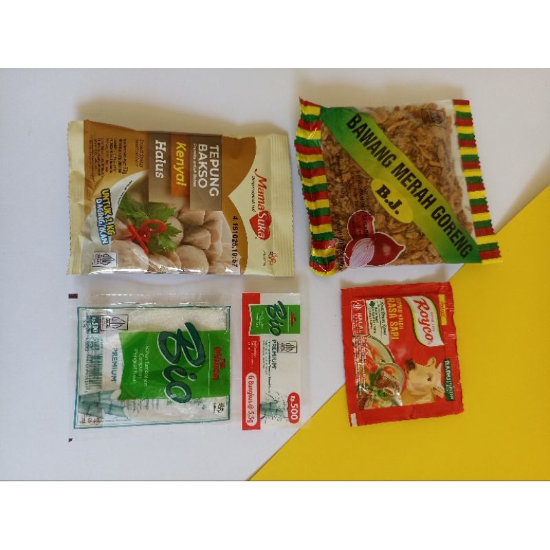 

PAKET BUMBU ADONAN BAKSO (BIASA) untuk 1kg Daging sapi/ayam
