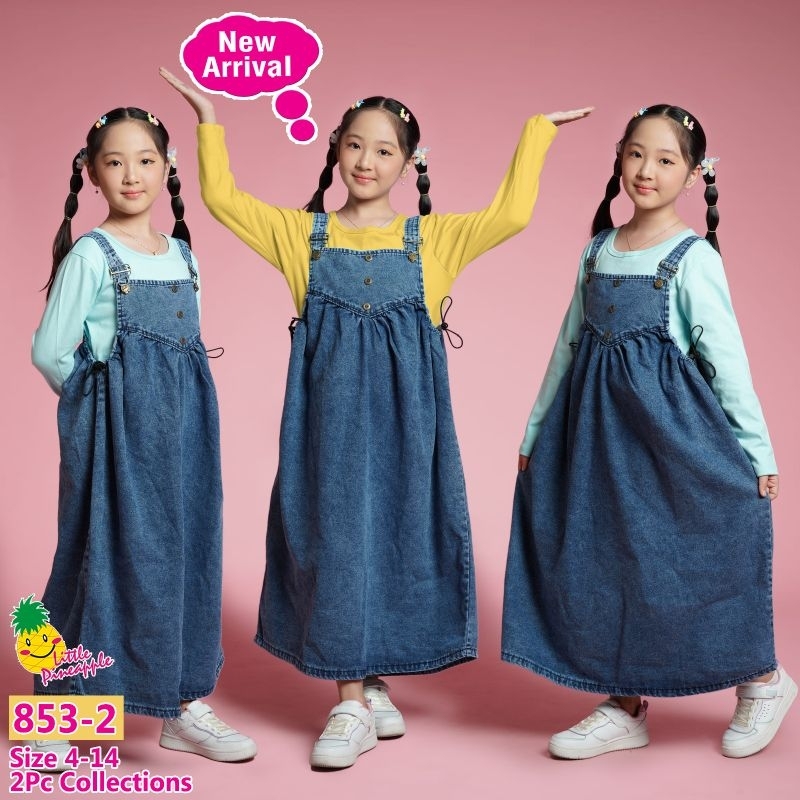 gamis jeans anak/little pineapple gamis jeans washed/gamis balita/barbie