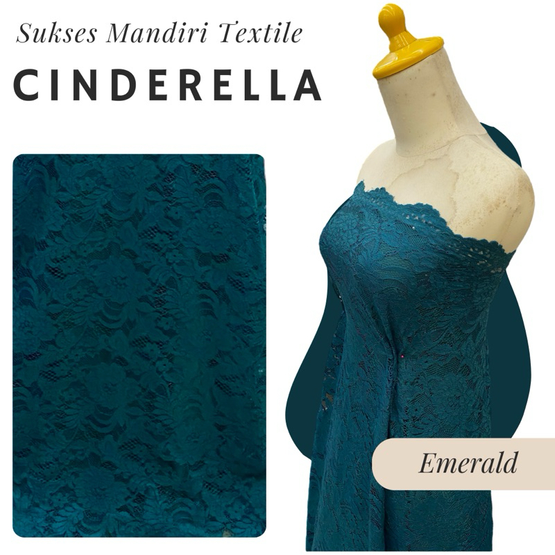 [CINDERELLA] Kain Tile Tulle Brokat Mewah | Warna Emerald | Harga ½ meter = 50 cm (Bahan Dress Bride