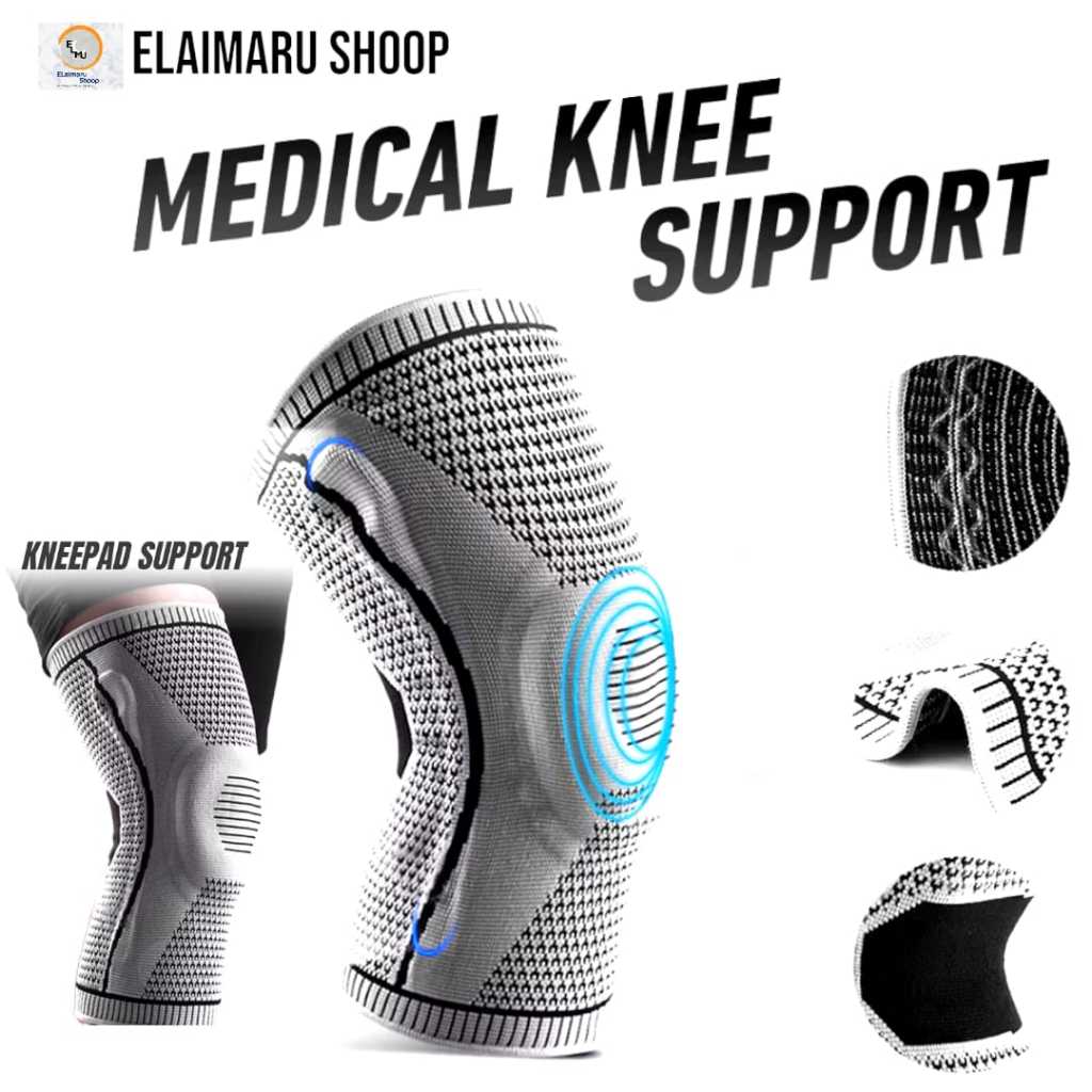 Deker Lutut Medis Orthopedic - Knee Support Spring & Silicone Pad Alat Terapi Nyeri Sendi Lansia / C