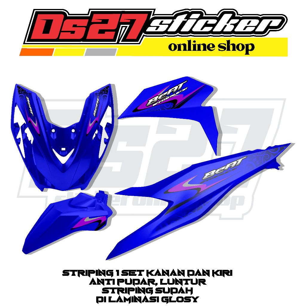 STRIPING STICKER VARIASI BEAT DELUXE UNGU KEREN SIMPLE TERBARU