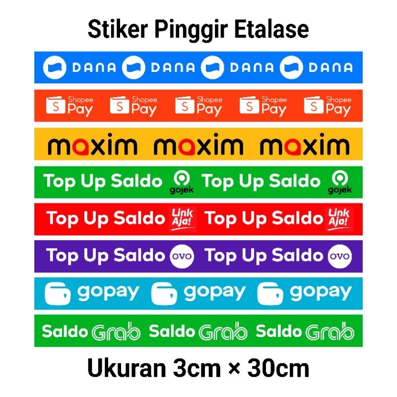

15biji Stiker Top Up Pinggir Etalase Konter Ukuran 3cm × 30cm