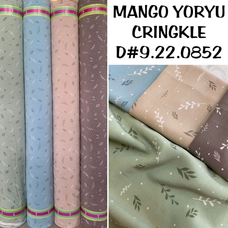Mango Yoryu Crinkle Motif / Yoryu Crinkle Motif / Padi Sage / 60 Yard