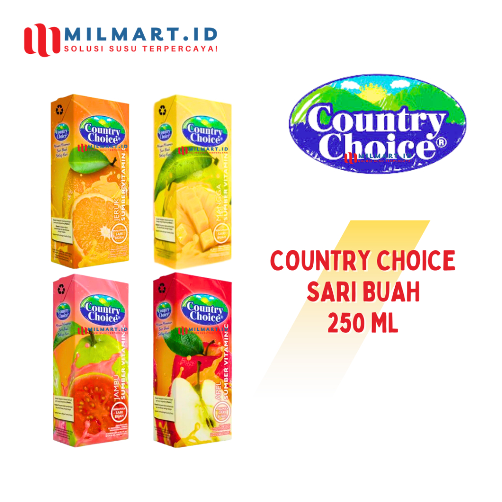 

COUNTRY CHOICE FRUIT JUICE 250ML JERUK/APEL/JAMBU/MANGGA MINUMAN SARI BUAH