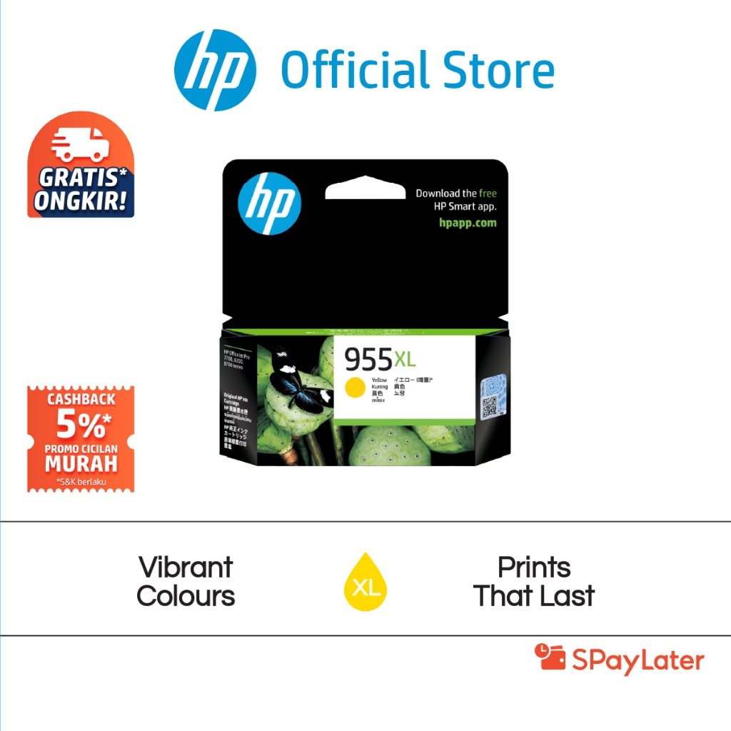 Cicilan Murah SPL - Tinta Printer HP 955XL High Yield Yellow Original Ink Cartridge Warna Cartridge 