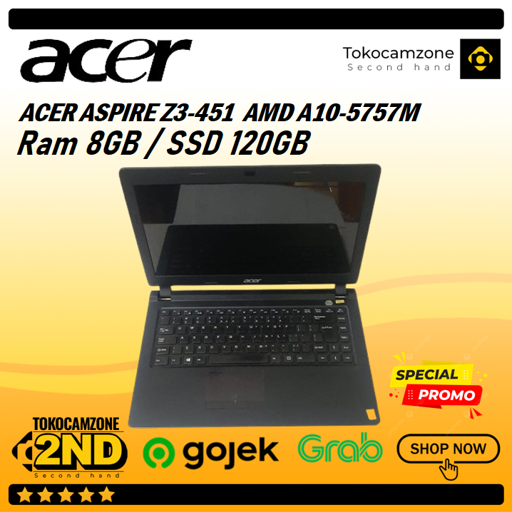 Laptop ACER ASPIRE Z3-451 AMD A10-5757M Ram 8GB - SSD 120GB