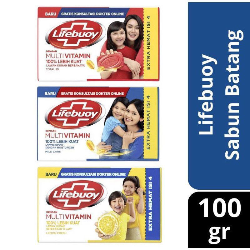 lifebuoy sabun batang 100g isi 4 - lifebuoy sabun batang merah