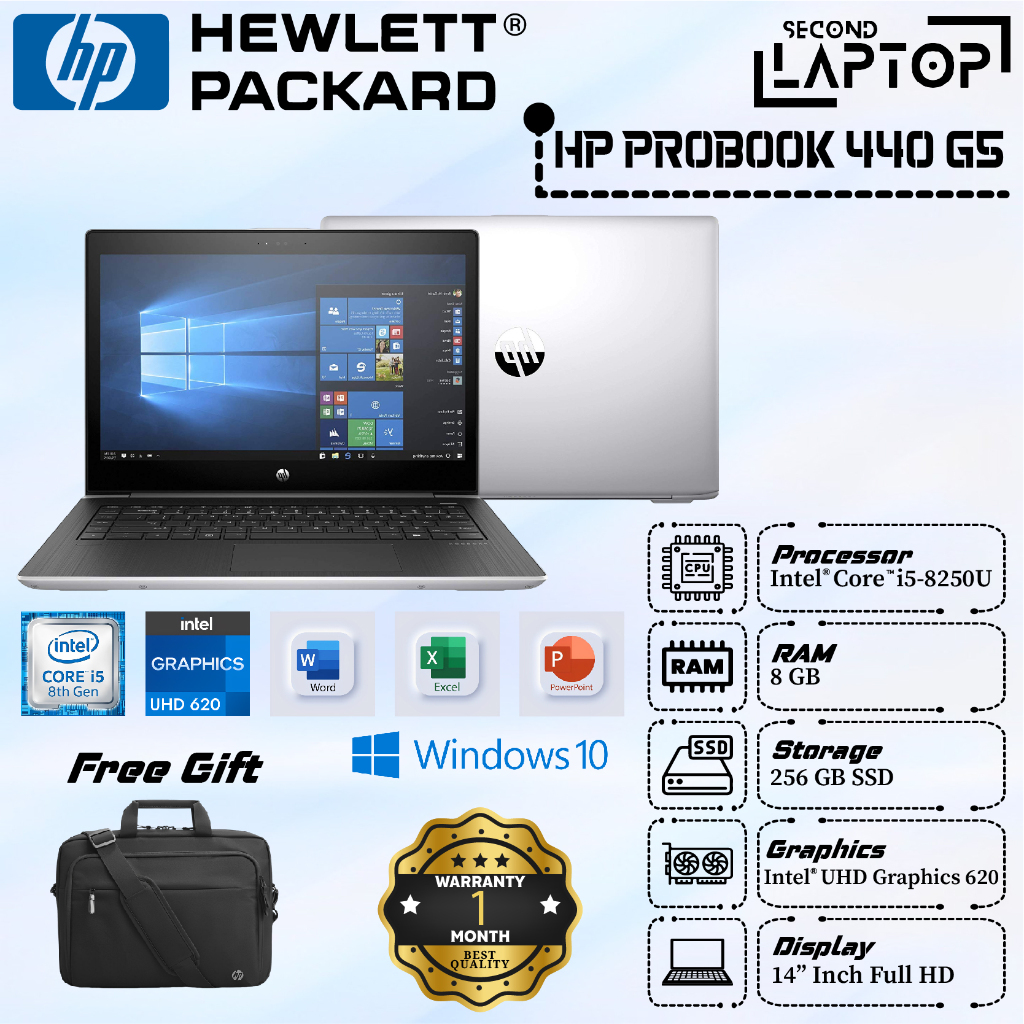 「SECOND LAPTOP」Laptop HP Probook 440 G5 Intel Core i5 - Gen 8 UHD