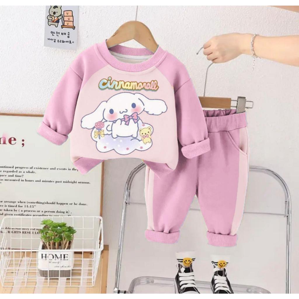 SETELAN SWEATER VIRAL ANAK LAKI DAN PEREMPUAN BAHAN TEBAL MOTIF SWEATER CINAMOROL USIA 6 BULAN - 5 T