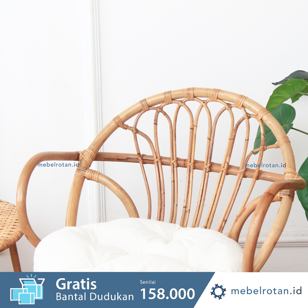 Kursi Teras Rotan Alami Maverick l  Satu Kursi Tamu Santai Minimalis