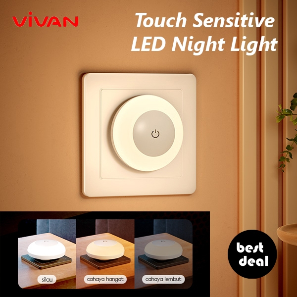 Vivan VPS-H008A LED - Sensitive Touch Night Light Lampu Senter Malam 3 Tingkat Kecerahan