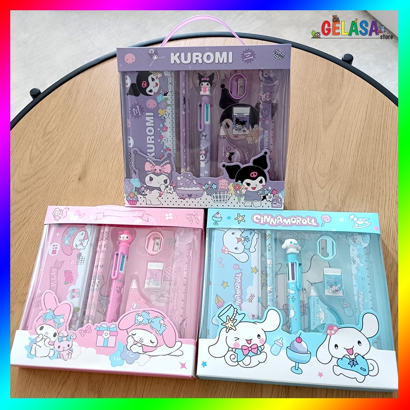

Gelasa Alat Tulis Stationery Set Cinnamoroll Kuromi Melody Gift Set 8in1 7produk