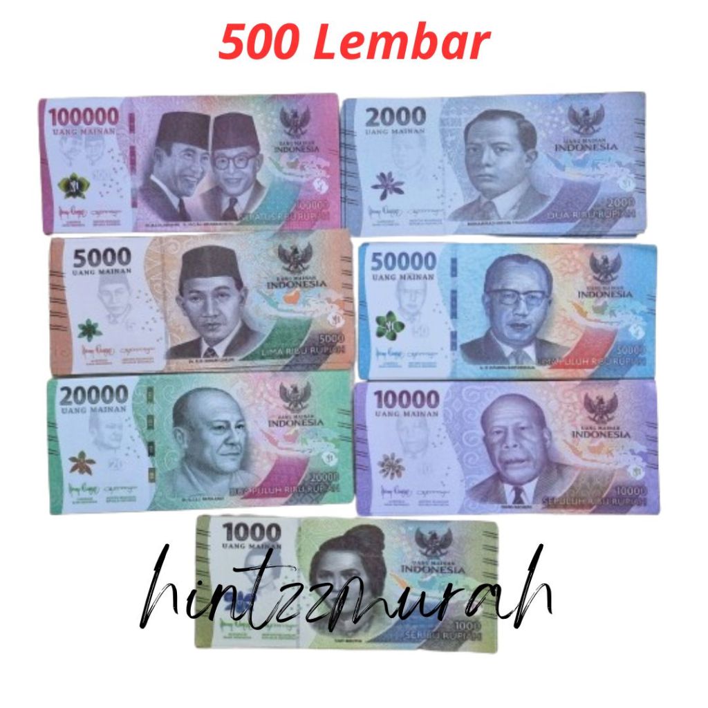 (500 Lembar) Uang Mainan Seperti Asli Untuk Keperluan Bucket Mahar Scrap Book Uang Palsu Mainan