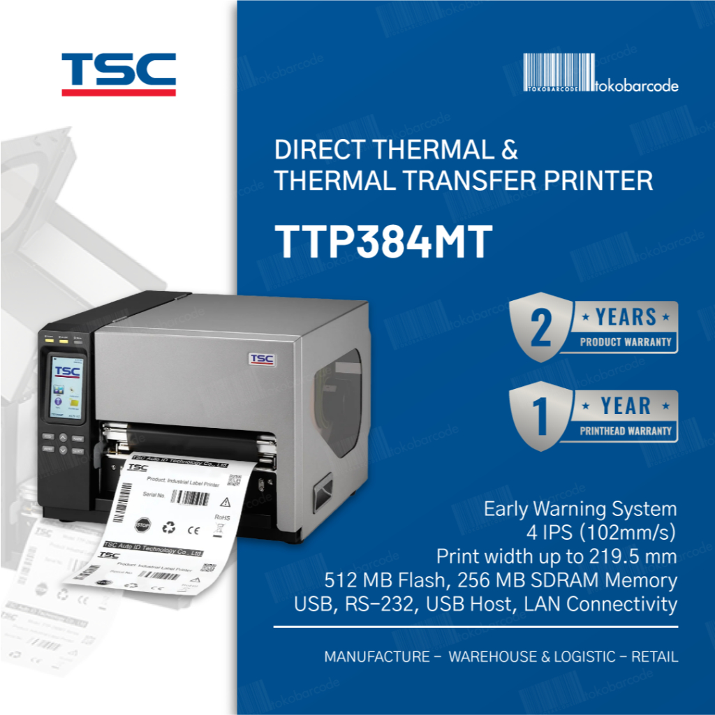 TSC-TTP384MT Industrial Thermal Barcode Printer