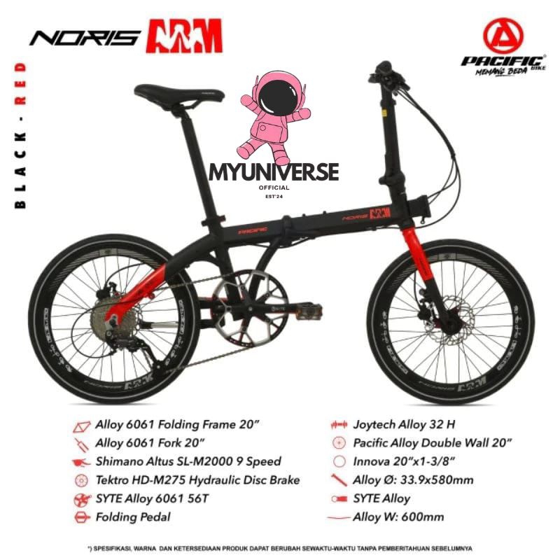 SEPEDA LIPAT 16 INCH PACIFIC NORIS ARM ALLOY 9 SPEED MURAH