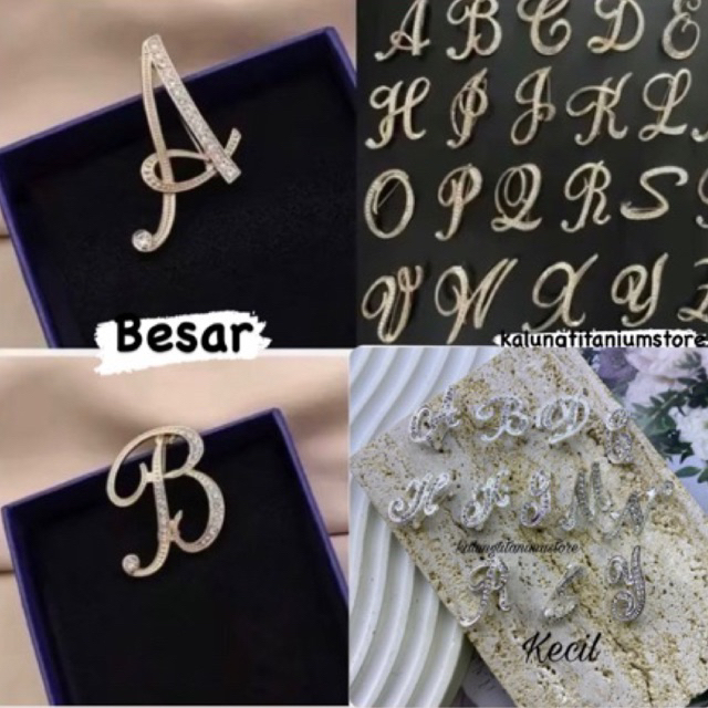 KTS- Bros Huruf Inisial  Nama Anti Karat Pin Bros