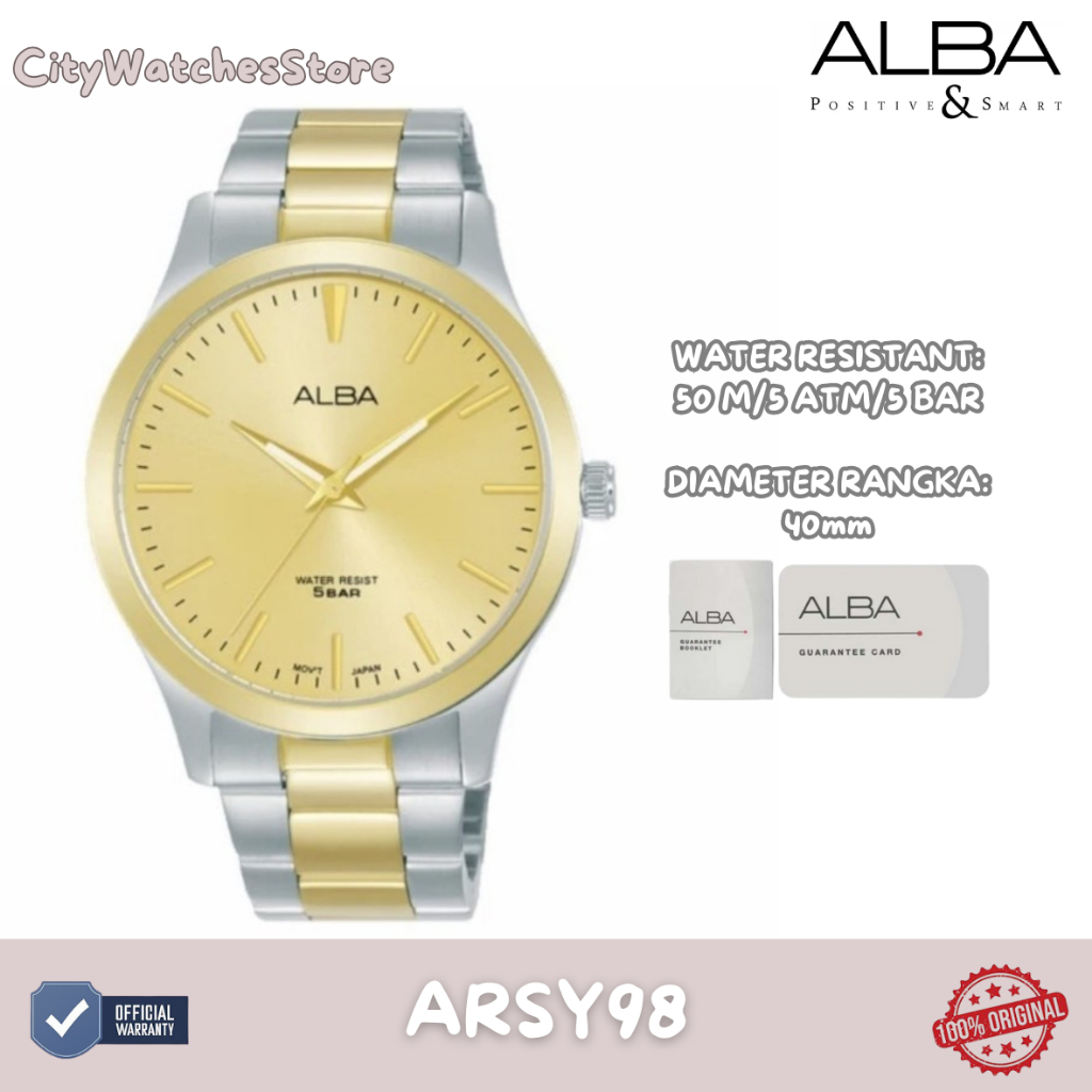 10.10 SALE | Jam Tangan Pria Analog Original Alba Tali Rantai Stainless Steel Anti Air Anti Karat Or