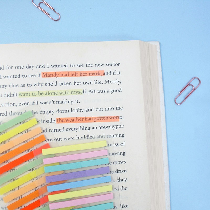 

300 Lembar Panmomo Sticky Text Highlighter Strips Transparan Penanda Kata
